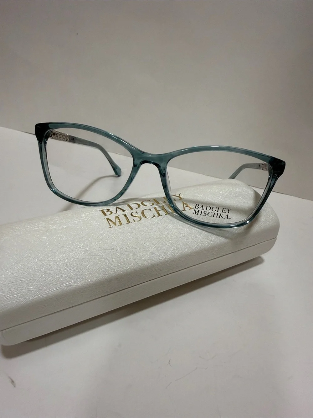 NWT Teddi Badgley Mischka Women's Clear Teal  Turquoise Ophthalmic Frame Glasses